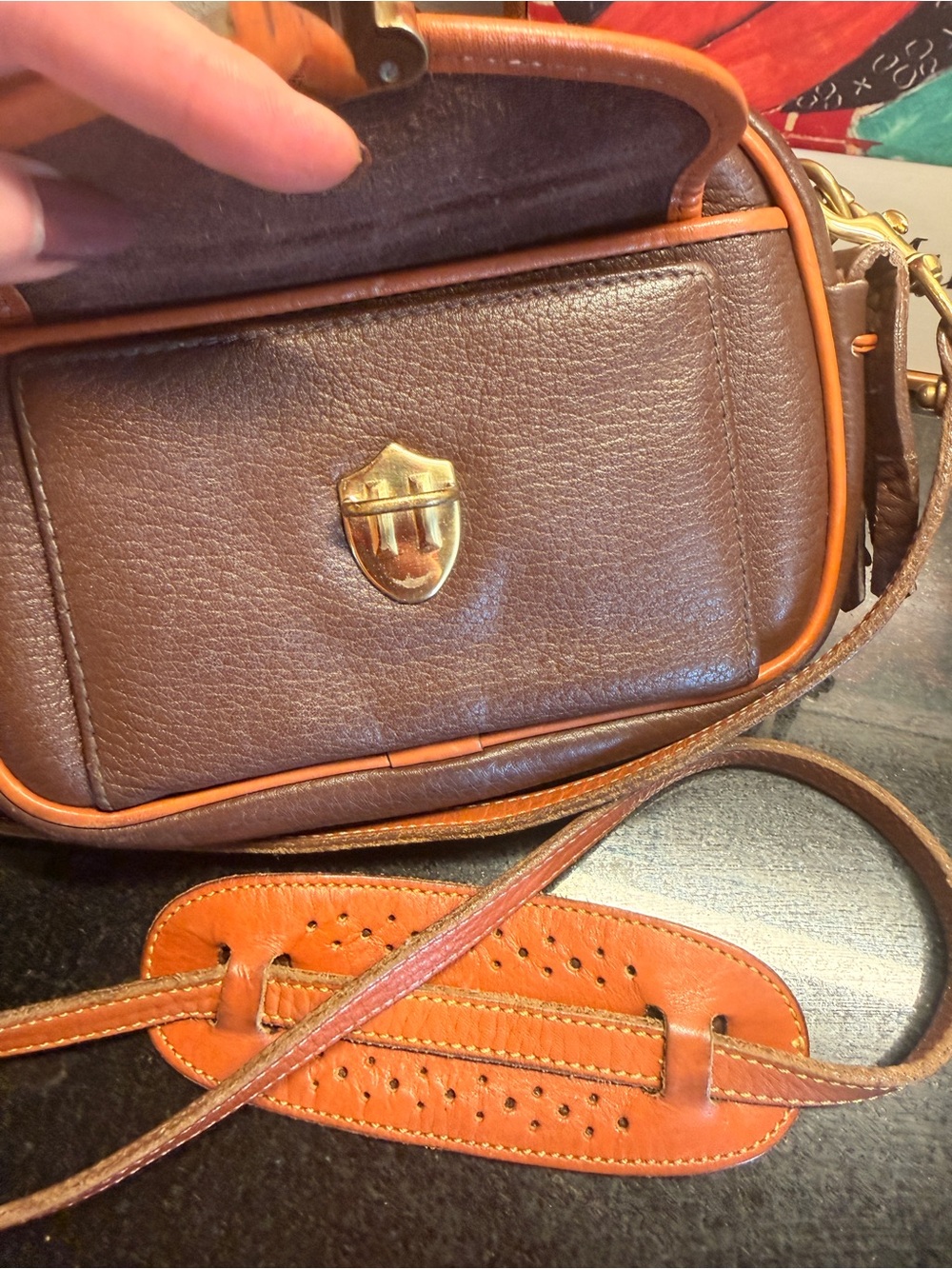 Brown & Tan Leather Crossbody Camera Bag - Picture 8 of 14